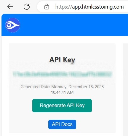 Get API Key HTML to Img Tool